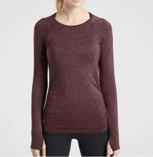 Athleta Speedlight Glow Seamless Long Sleeve Running Top Burgundy Size Large